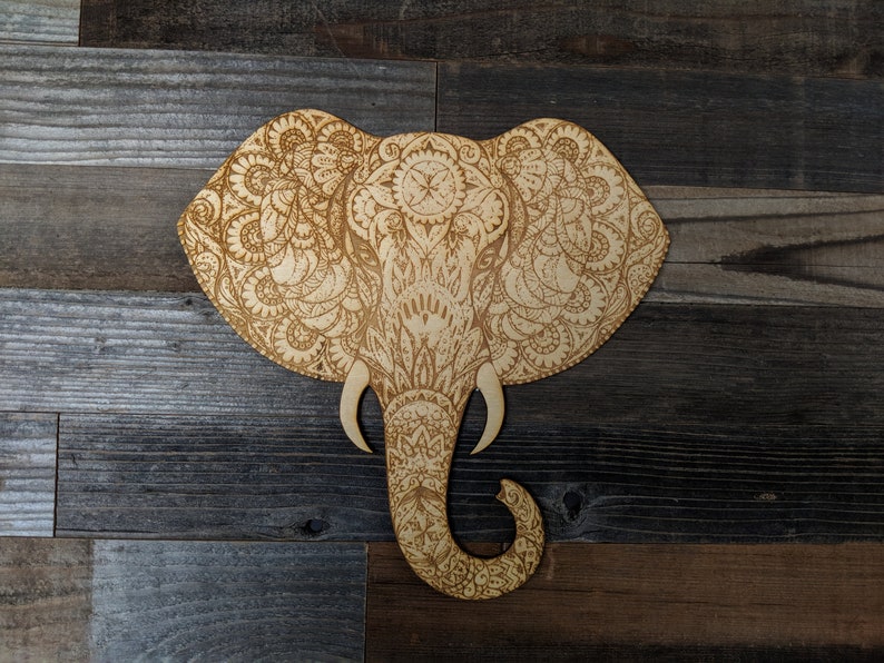 Mandala Elephant Engraved Mandala Wall Art Wood Wall Art Etsy