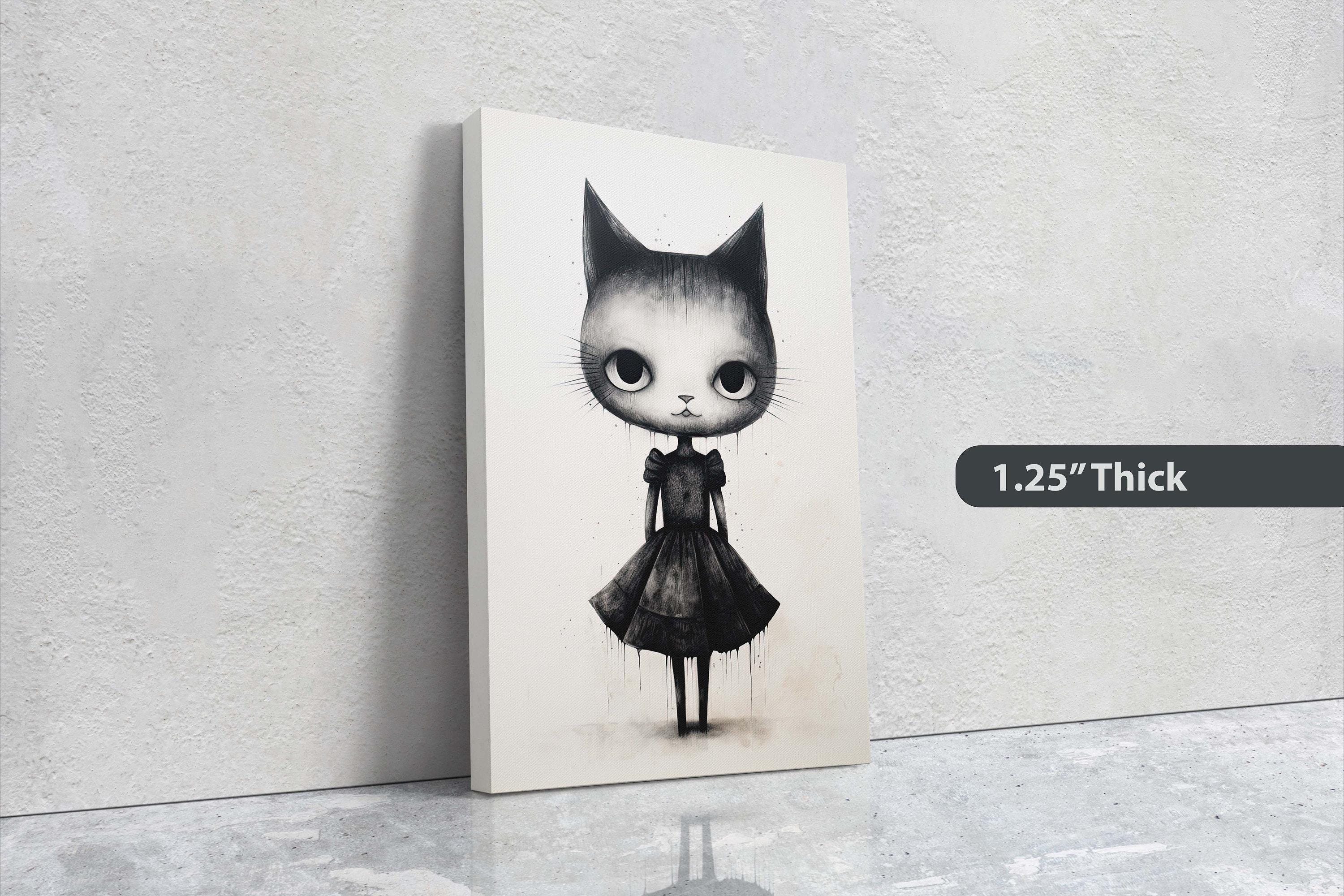 Cat Wall Art: Black and White Graffiti Style - Modern Canvas - Etsy