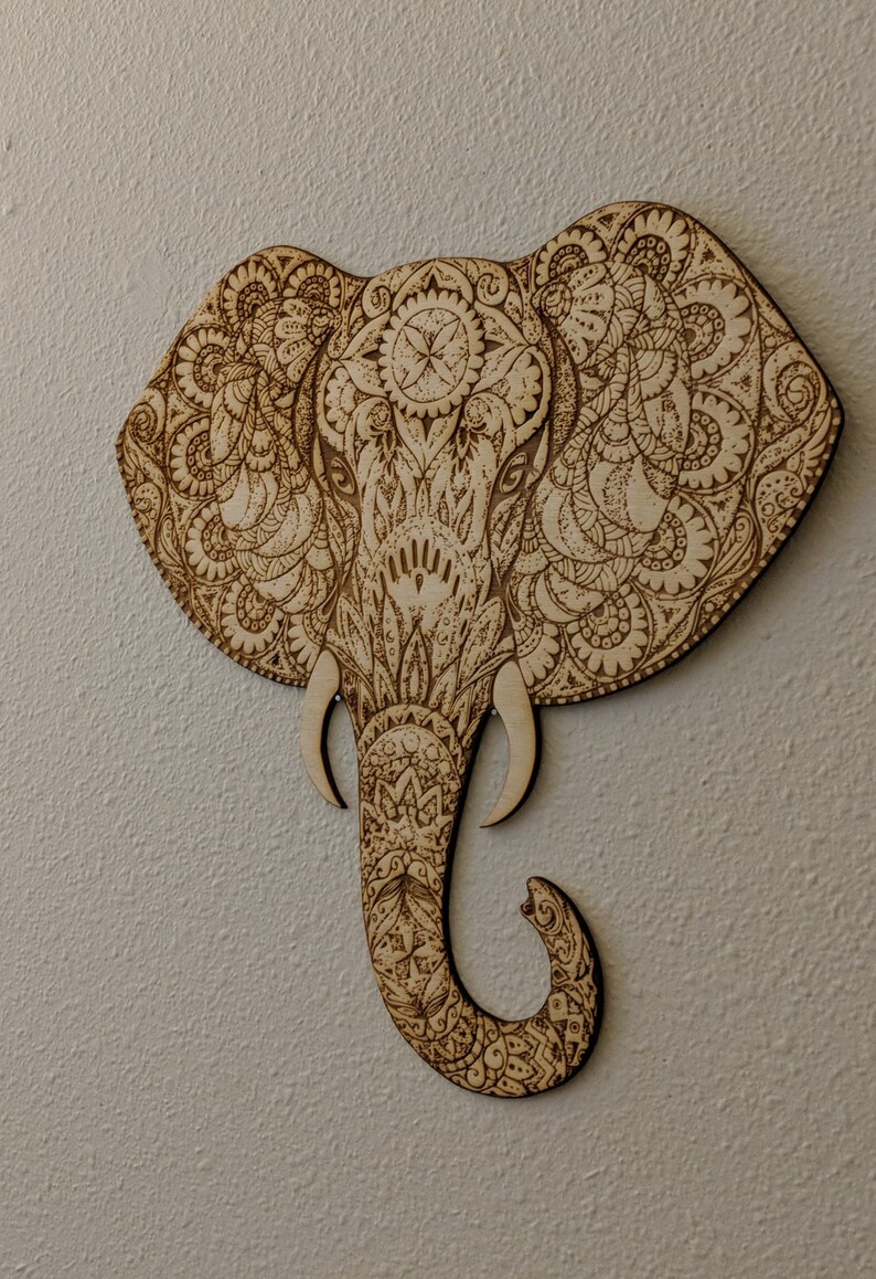 Mandala Elephant Engraved Mandala Wall Art Wood Wall Art Etsy