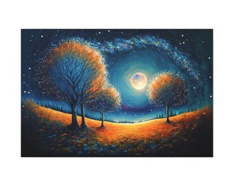 Moonlit Trees Canvas Art Ready To Hang