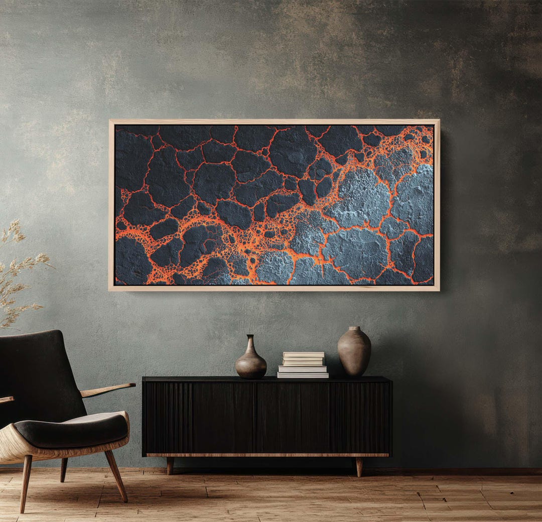 Glowing Magma Texture Canvas Print Dark Volcanic Rock Wall Art - Etsy
