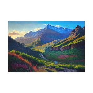 Telluride Colorado Mountains Art Ready To Hang Large Print, Oil Painting, Landscape, Natural Beauty, Colorful