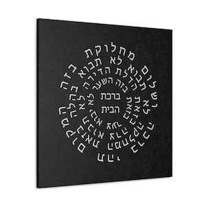 Jewish Home Blessing Stretched Canvas Birkat Habayit Wall Art Black