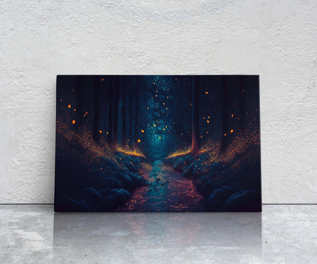 Mystical Firefly Forest Canvas Art Ready to Hang Large Print, Oil ...