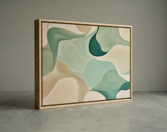 Abstract Sage Green Organic Shapes Canvas Print, Earthy Modern Collage Wall Art