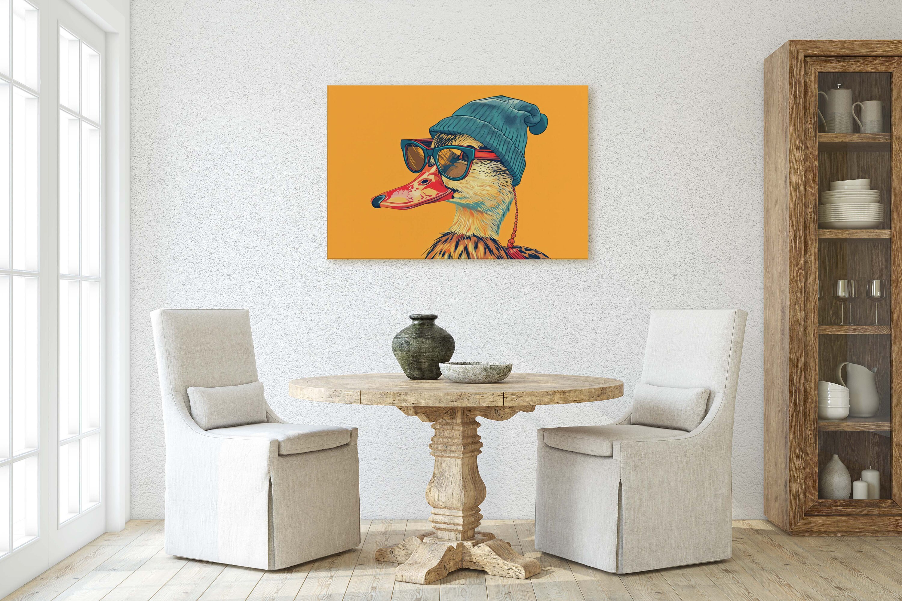 Hipster Duck, Pop Art, Street Art, Graffiti Painting, Animal