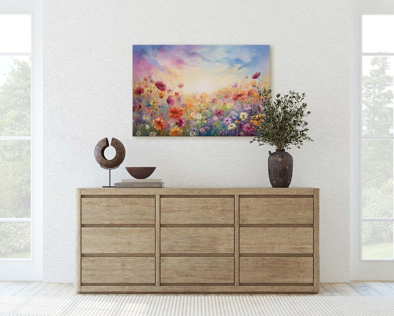 Floral Abstract Canvas: Colorful Home Decor (Framed, Hanging Hardware Included) image 5