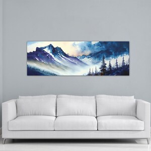 Mountain Side Landscape - Watercolor stretched canvas