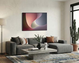 Soft Minimalist Wave Canvas Print Abstract Pink and Blue Gradient Art