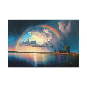 Rainbow Lakeside Canvas Art Ready To Hang