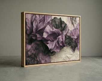 Ethereal Purple Smoke Floral Canvas Print Ink Wash Botanical Art
