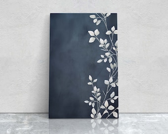 Botanical Print, Black and White, Minimalist Painting, Farmhouse Decor, Floral Wall Art, Framed Canvas, Wildflower Art