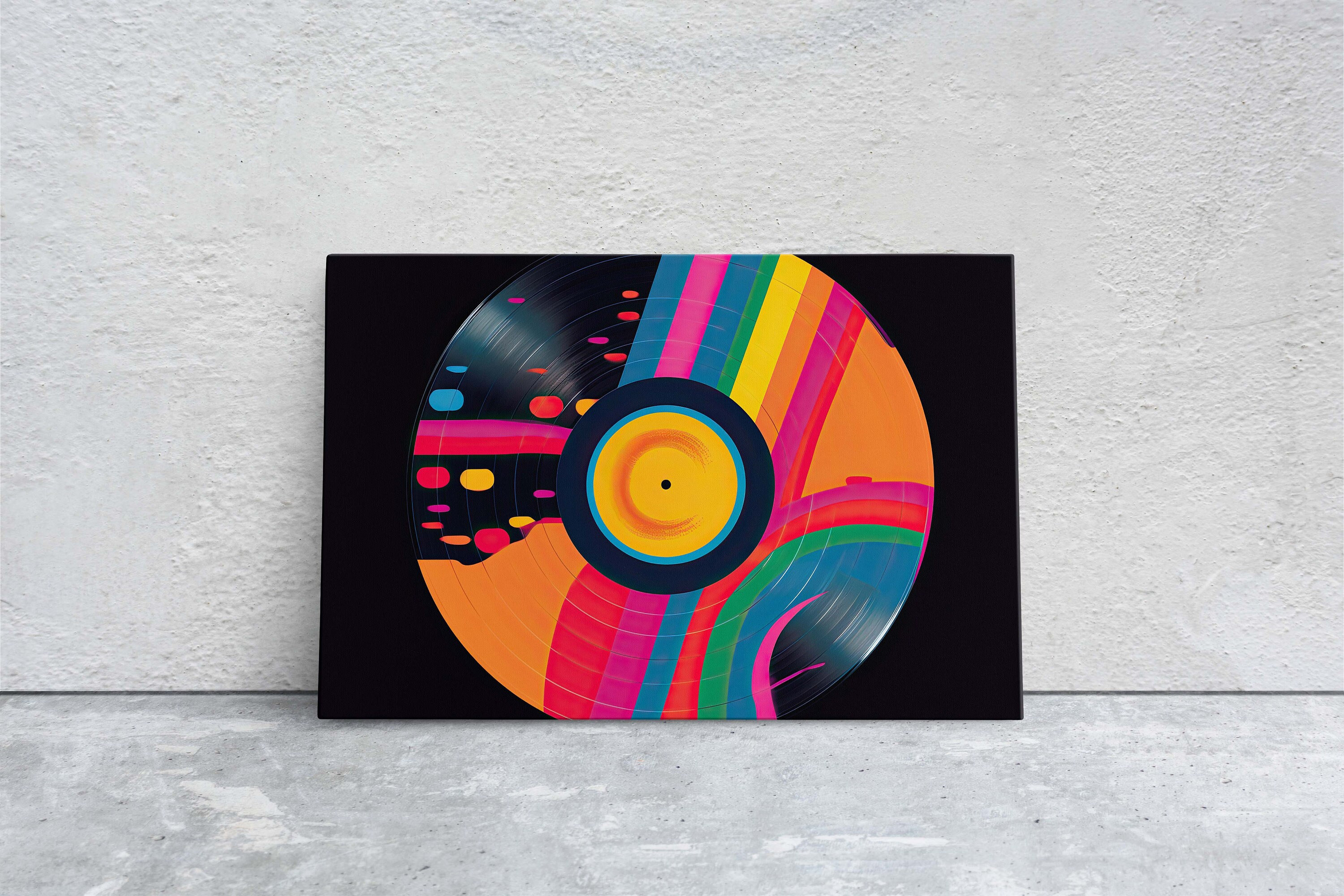 Vinyl Pop Art on Canvas, Abstract Record, Music Lover, LP Print