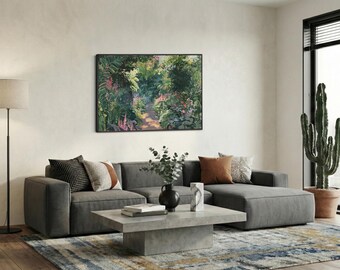 Greenhouse Garden Path Canvas Print, Tropical Botanical Conservatory Art