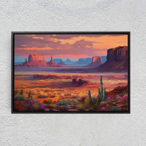 Sunset Desert, Landscape Painting, Southwest Decor, Pink Purple Blue Orange, Cactus Painting, Arizona Art, Calming Art image 4