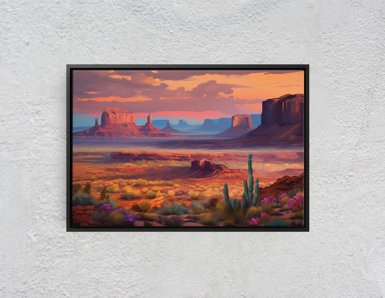 Sunset Desert, Landscape Painting, Southwest Decor, Pink Purple Blue Orange, Cactus Painting, Arizona Art, Calming Art image 4