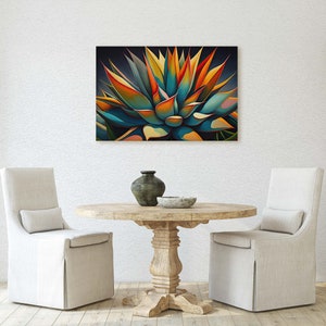 Agave Cactus Art Modern Colorful Plant Decor Contemporary - Etsy