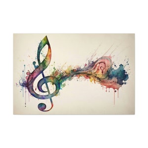 Watercolor Musical Note Canvas Art Ready To Hang Large Print, Music, Musician Art