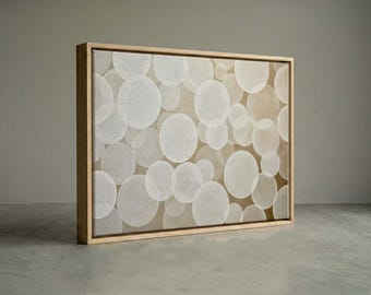 Minimalist White Bubbles Canvas Print, Neutral Scandi Abstract Circles Art