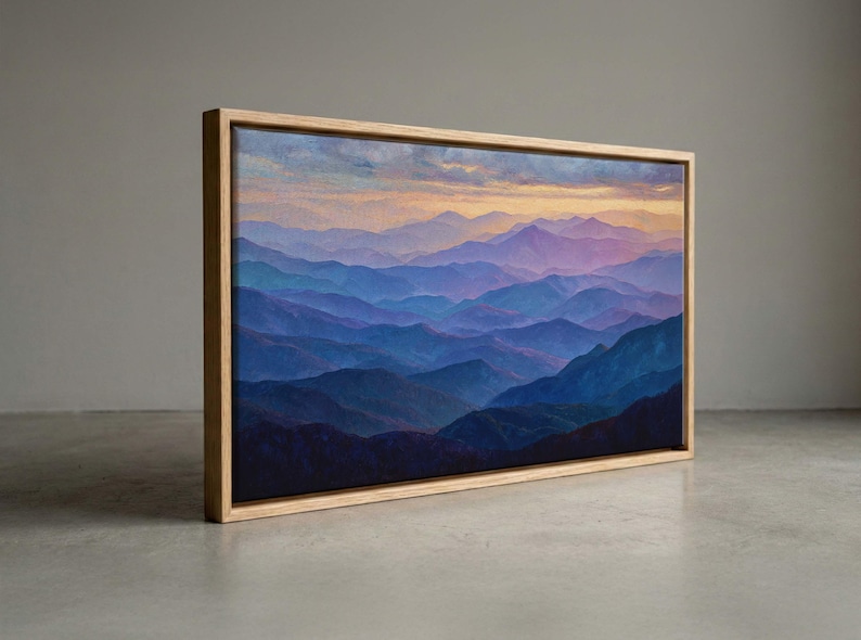 Blue Ridge Canvas Blue Ridge Mountains Sunset Canvas Print, Layered Hills Painting ...