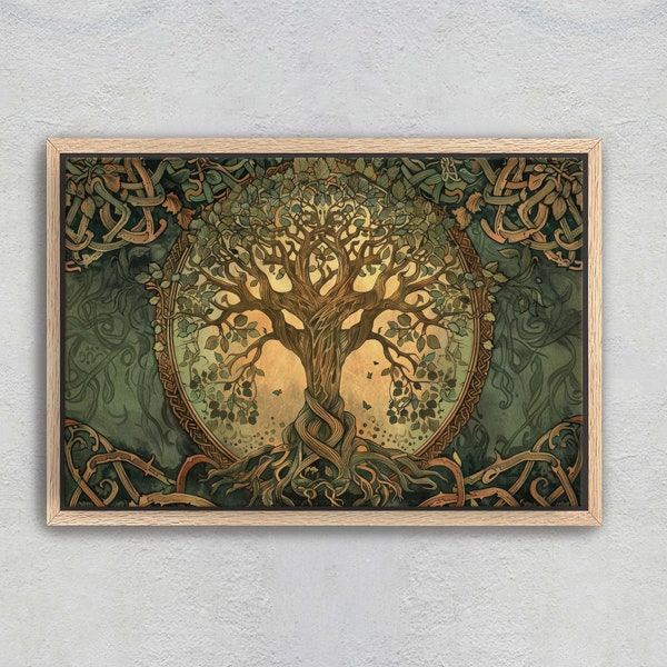 Tree of Life, Celtic Art, Yggdrasil Painting, Norse Mythology, Symbolic Artwork, Nature Decor, Abstract Nature, Large Print