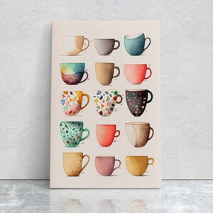 Mug Art, Coffee Mugs, Tea Cups, Kitchen Decor, Cafe Art, Barista Decor, Coffee House, Dining Room, Latte, Espresso, Large Print