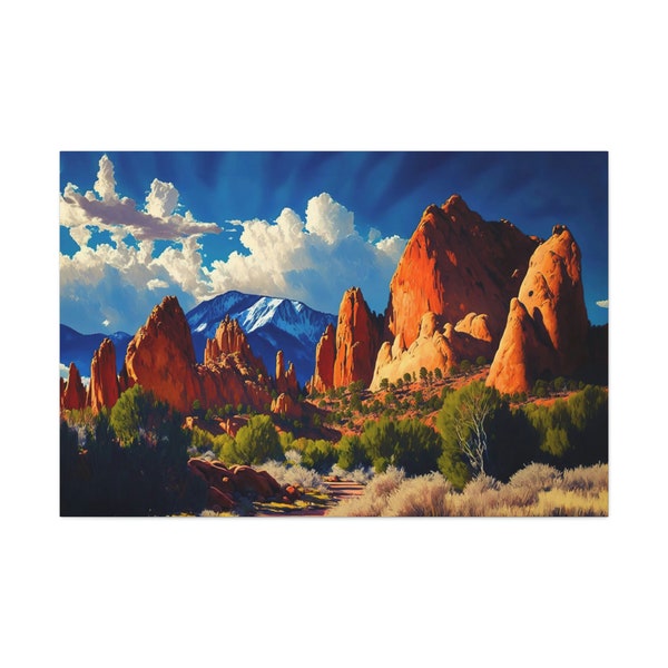 Garden Of The Gods Colorado Canvas Art Ready To Hang Large Print, Oil Painting, Landscape