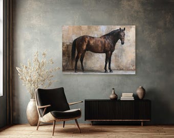 Western Ranch Horse Canvas Print Rustic Farmhouse Equestrian Wall Art