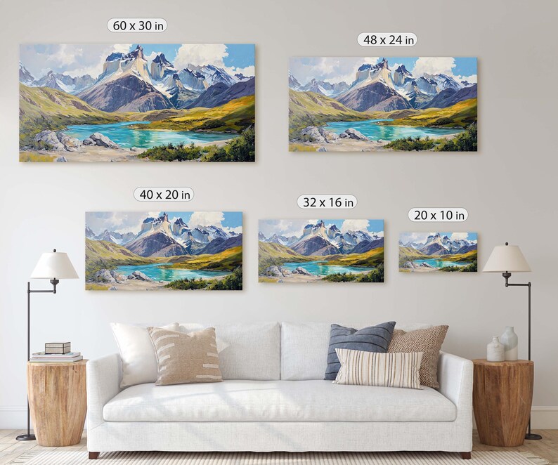 Torres Del Paine Art, Chile Painting, Mountain Lake Art, Nature ...