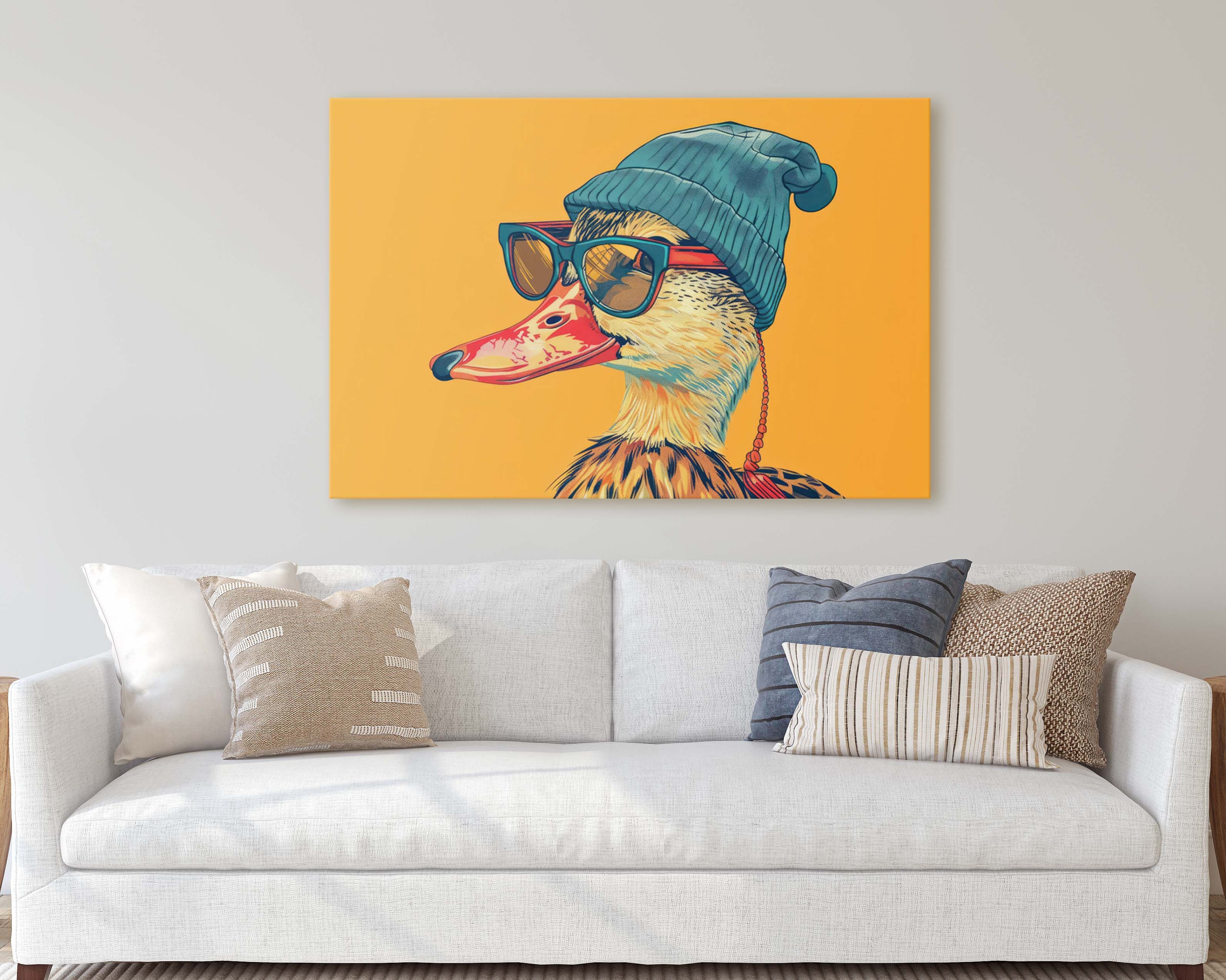 Hipster Duck, Pop Art, Street Art, Graffiti Painting, Animal