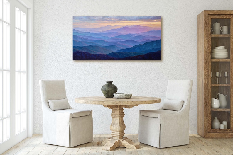Blue Ridge Canvas Blue Ridge Mountains Sunset Canvas Print, Layered Hills Painting ...