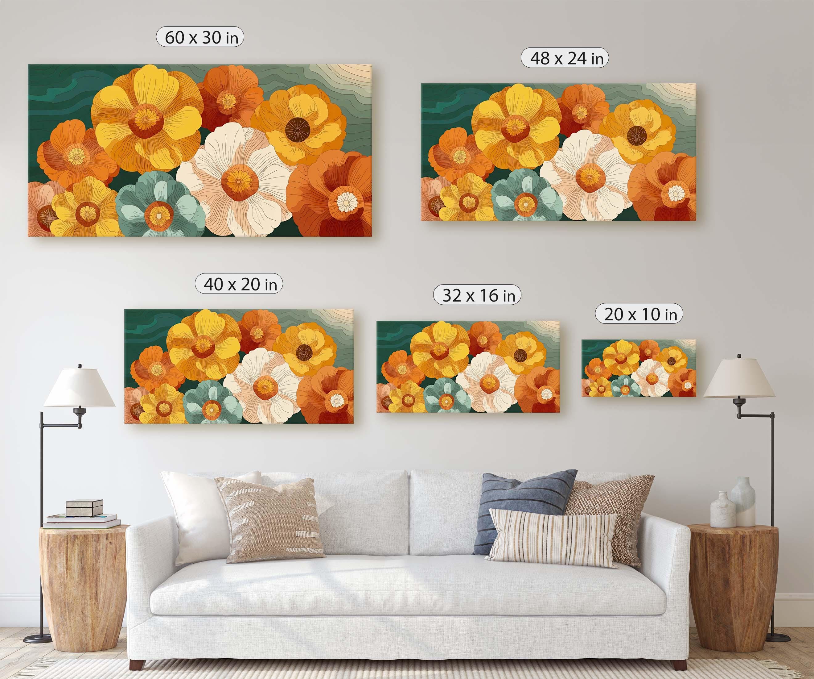 Retro 70s Flower Power Canvas Print, Vintage Style Floral Wall Art - Etsy