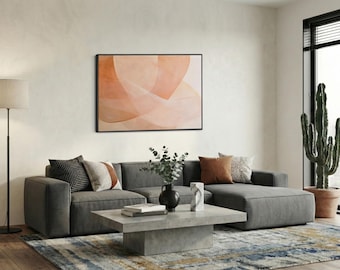 Terracotta Abstract Shapes Canvas Print, Earthy Warm Layered Tones Wall Art
