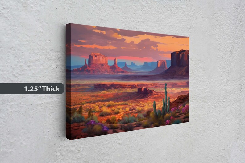 Sunset Desert, Landscape Painting, Southwest Decor, Pink Purple Blue Orange, Cactus Painting, Arizona Art, Calming Art image 2