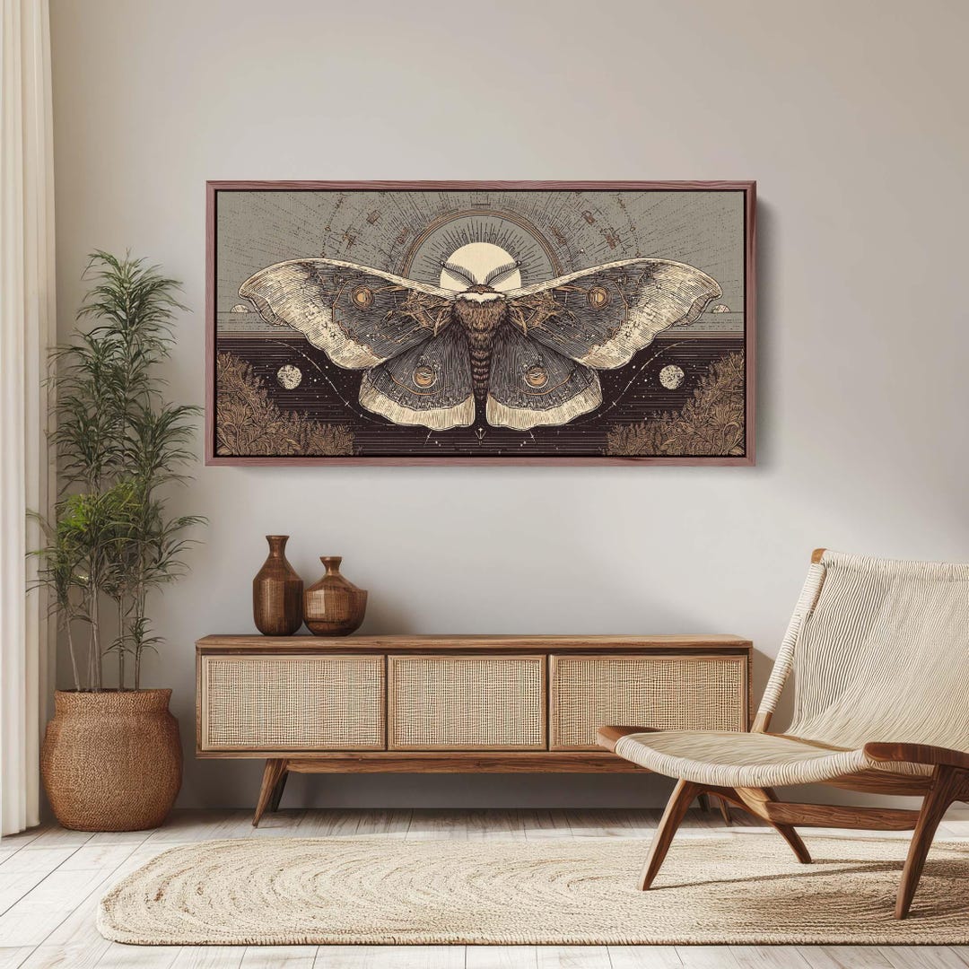 Celestial Moth Vintage Style Canvas Print, Esoteric Insect Wall Decor ...