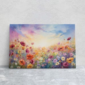 Floral Abstract Canvas: Colorful Home Decor (Framed, Hanging Hardware Included) image 1