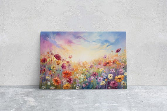 Floral Abstract Canvas: Colorful Home Decor (Framed, Hanging Hardware Included)