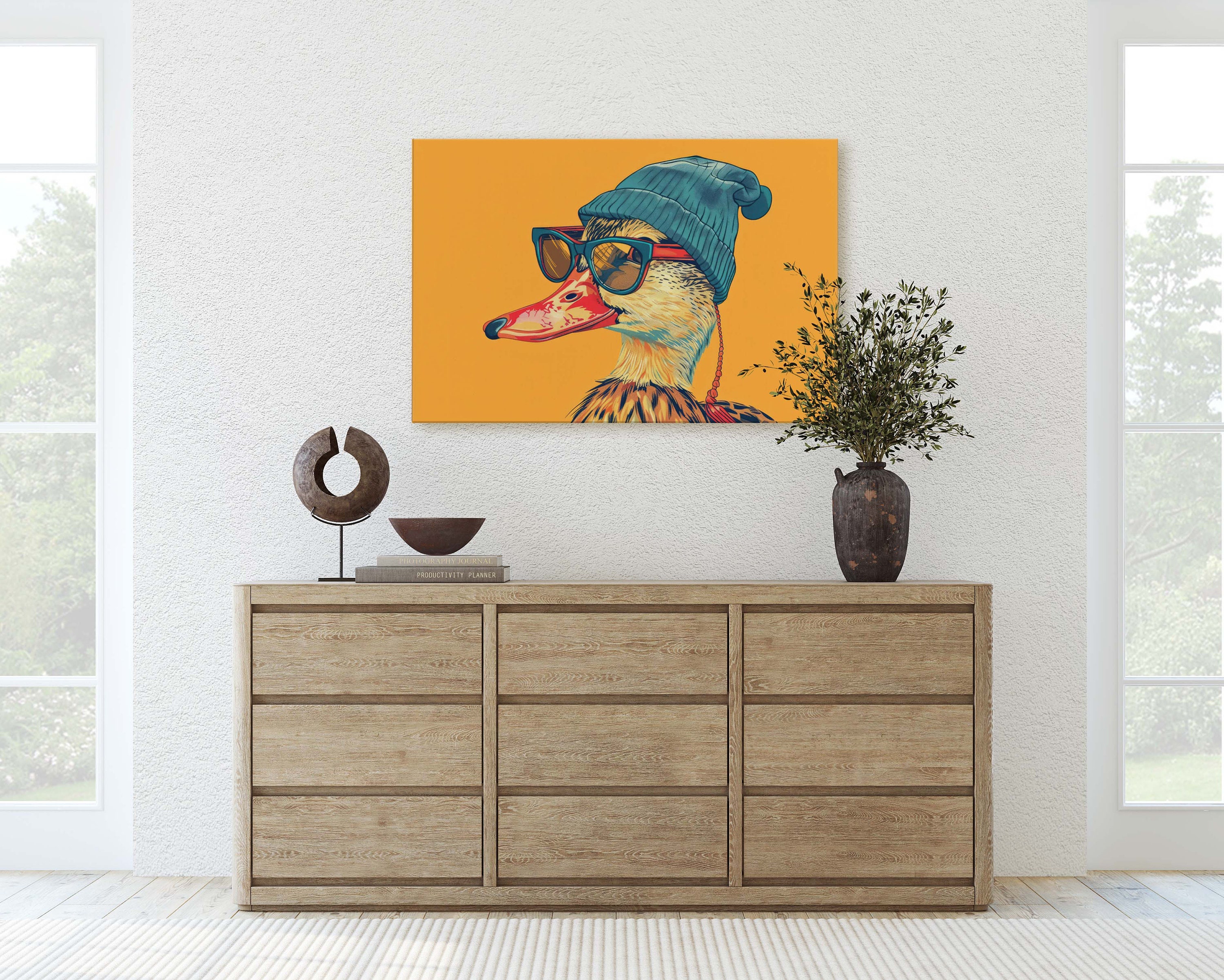 Hipster Duck, Pop Art, Street Art, Graffiti Painting, Animal