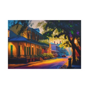 New Orleans Canvas Art Ready To Hang Large Print, Painting, Bright colors, Surreal, Sunset, Sunrise