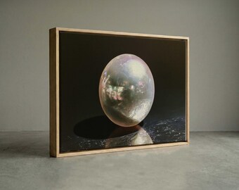 Modern Iridescent Pearl Sphere Canvas Print Minimalist Orb Wall Art