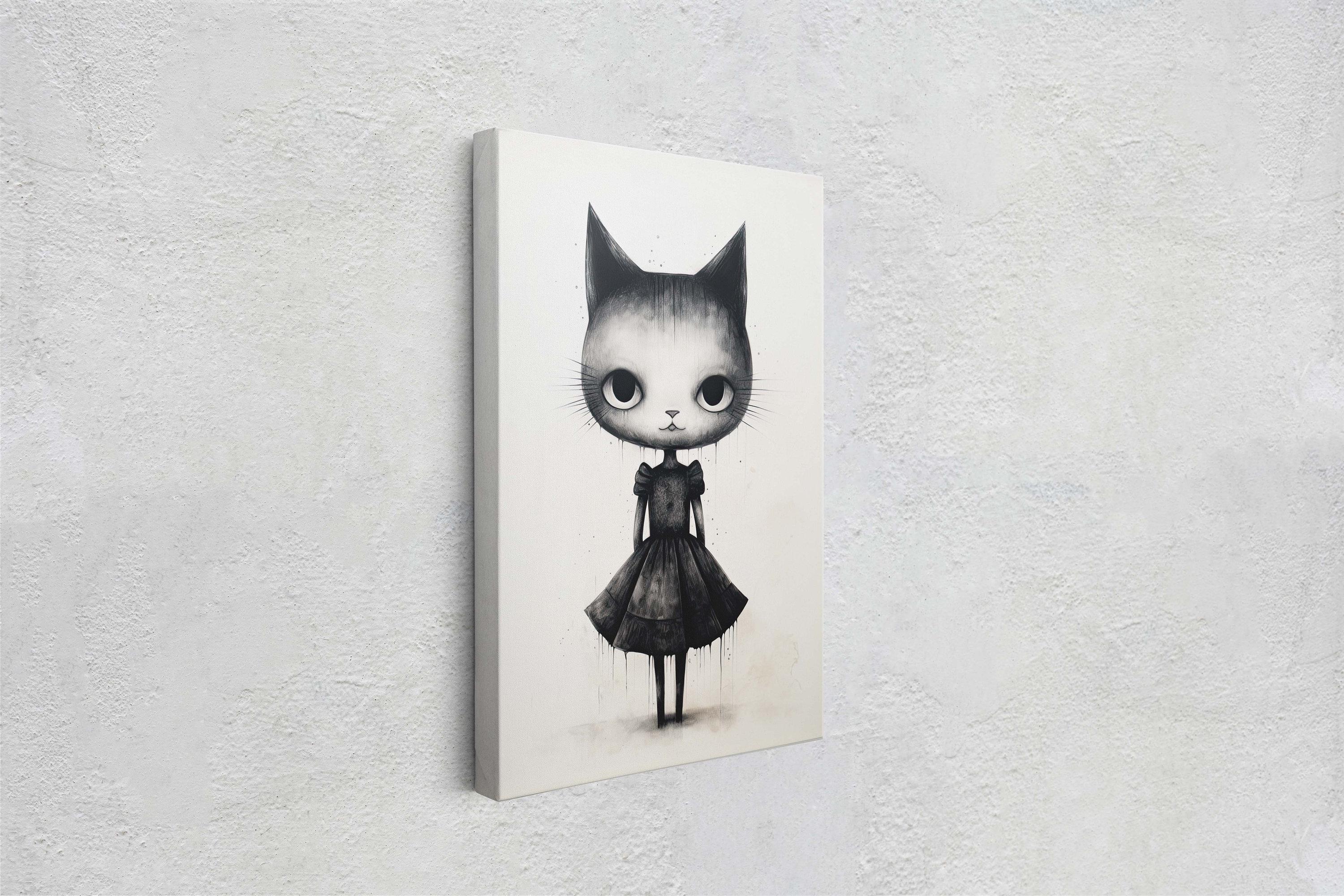 Cat Wall Art: Black and White Graffiti Style - Modern Canvas - Etsy