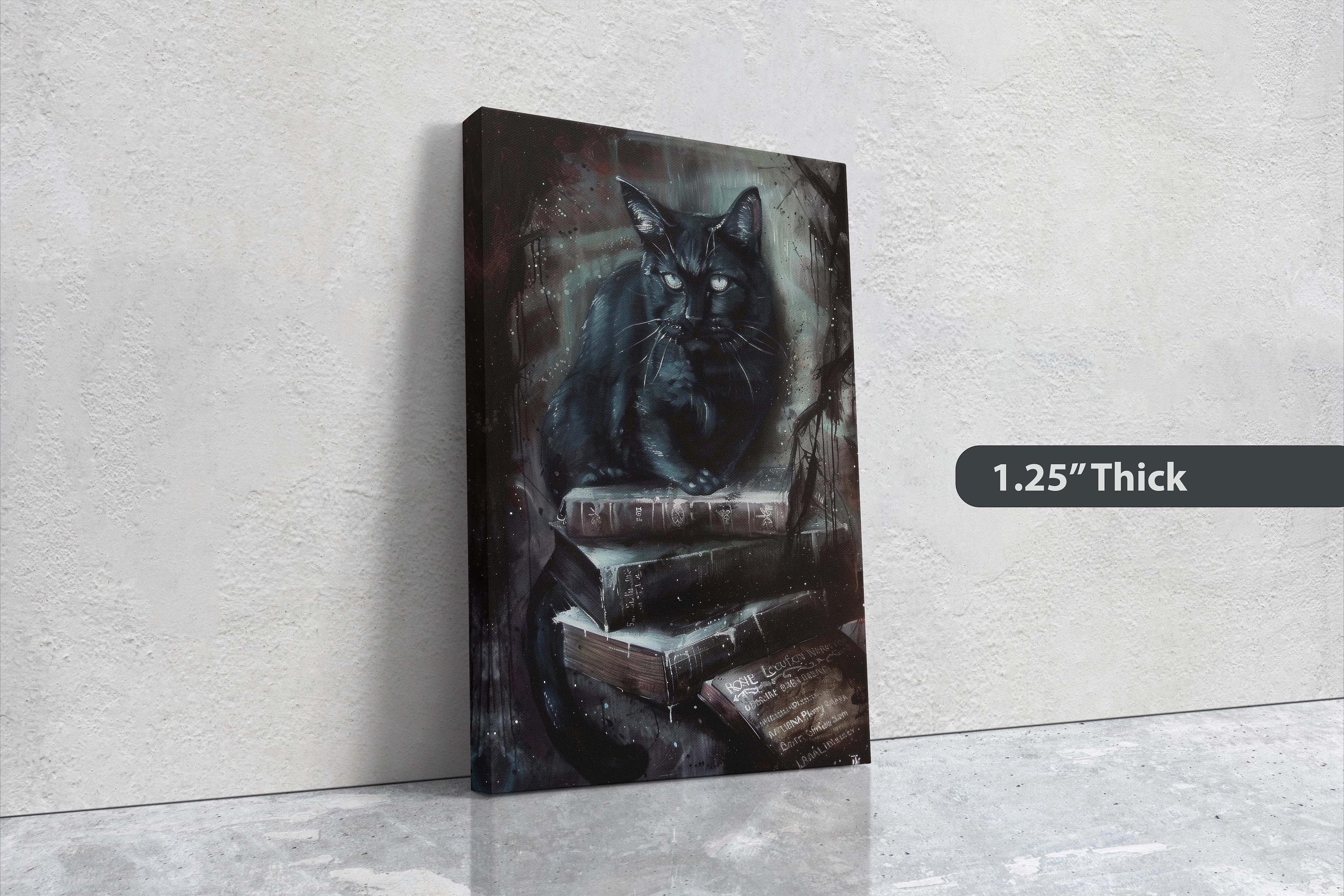Arcania Black Cat Canvas - Dark Academia Magic Library Decor - Etsy