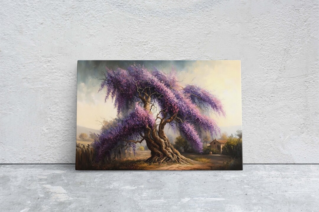 Wisteria Landscape, Purple Tree, Canvas Art Print, Large Art, Ready to