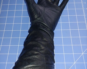 Long Black leather gloves. Women's