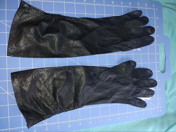 Long Black leather gloves. Women's - image 3