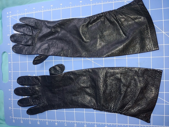 Long Black leather gloves. Women's - image 2