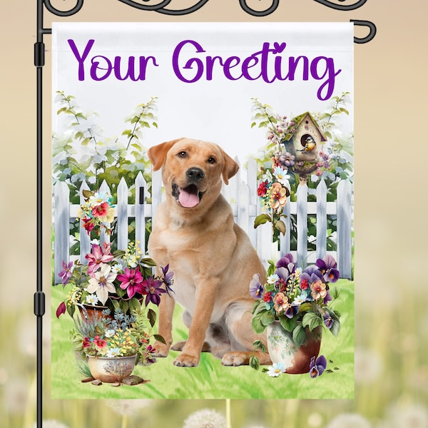 Personalized Labrador Retriever Garden Flag, 5 LAB CHOICES - Lab Spring Garden Flag - Lab Summer Garden Flag - Lab One of a Kind Flag