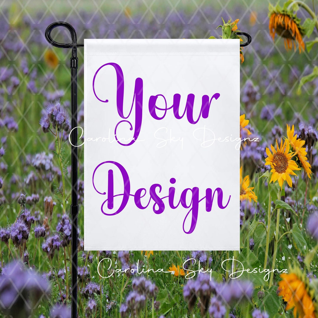 White Garden Flag Mock Up/ Instant Download Garden Flag Mock Up/sunflower Background White Flag