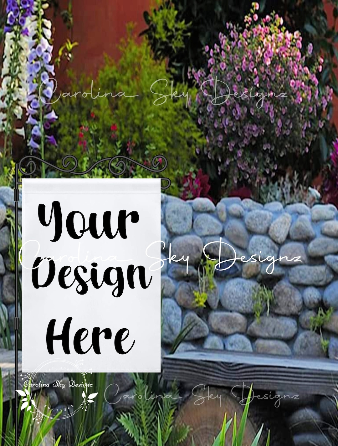 White Garden Flag Mock Up/ Instant Download Blank Garden Flag Mock Up