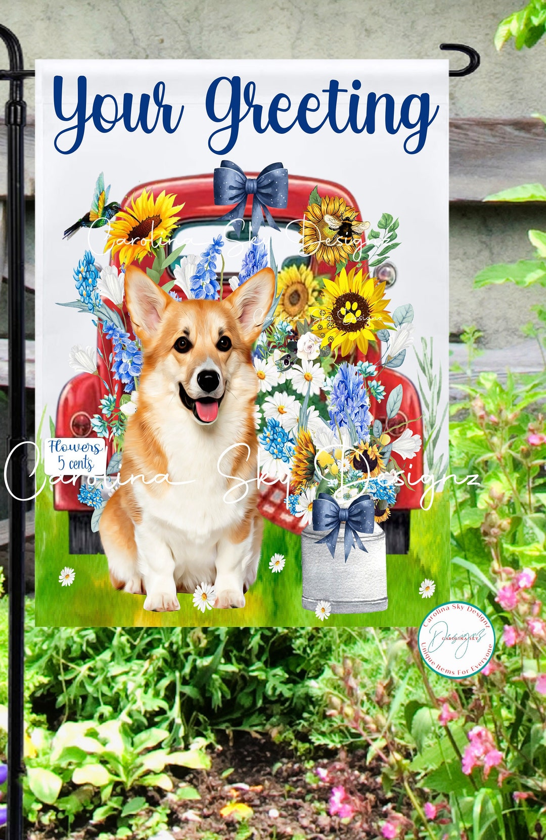 Cardigan Welsh Corgi Personalized Spring Garden Flag, Corgi Summer Flag ...